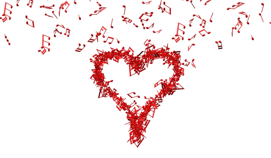 A stylised image of a heart made of musical notes