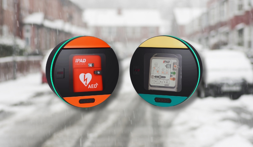 the Defibsafe3 against a snowy background